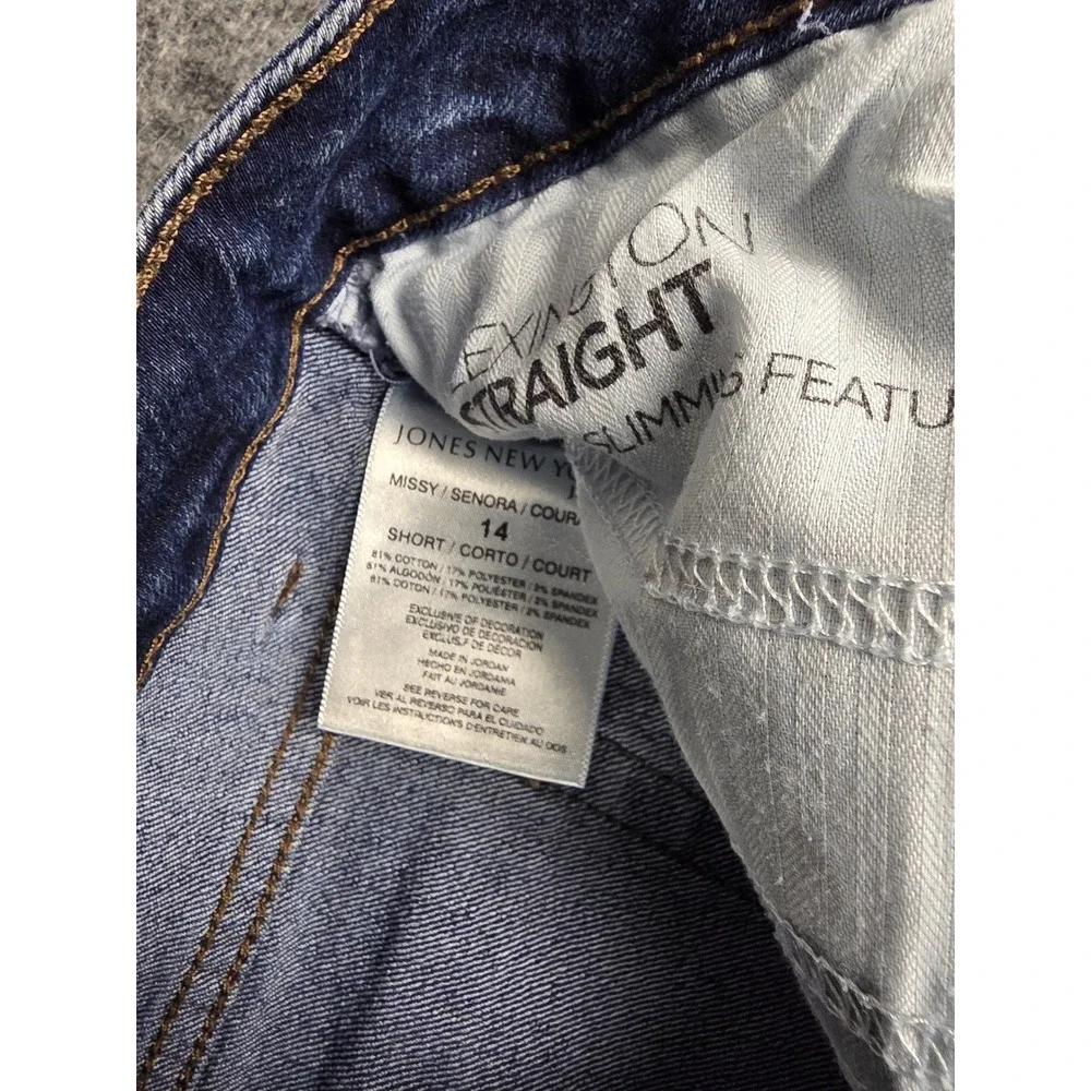 Jones New York Jeans Womens 14 Short Lexington Straight Blue Denim Pants Stretch - Picture 4 of 13